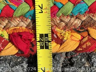 Bright Oval Coiled Rag Rug. 72 x 109"