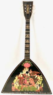 Russian Folk Instrument Balalaika 6 String Hand Painted 15 x 27"