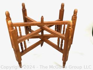 Moroccan Brass Tray Tea Table on Folding Wood 17 x 25"