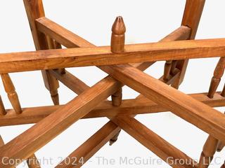 Moroccan Brass Tray Tea Table on Folding Wood 17 x 25"