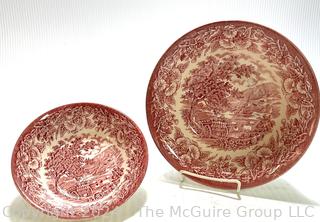 Two (2) Pieces of English Red Ironstone Transferware Serving Pieces