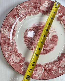 Four (4) English Red Ironstone Transferware Platters