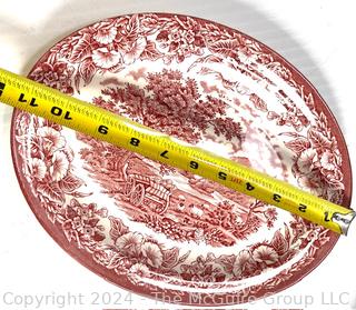 Four (4) English Red Ironstone Transferware Platters