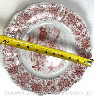 Four (4) English Red Ironstone Transferware Platters