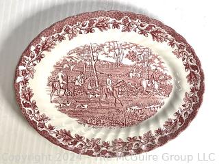 Four (4) English Red Ironstone Transferware Platters