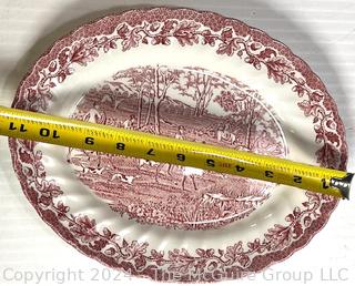 Four (4) English Red Ironstone Transferware Platters