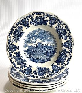 Five (5) Blue Enoch Wedgwood Tunstall Royal Homes of Britain Transferware Plates