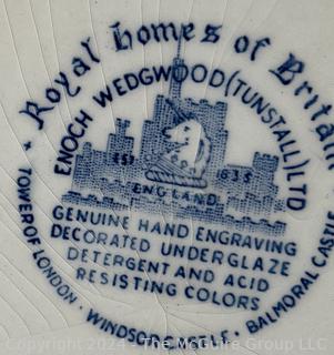 Six (6) Porcelain Blue Enoch Wedgwood Tunstall Royal Homes of Britain Transferware Plates