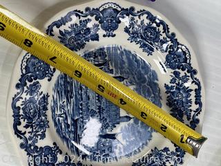 Six (6) Porcelain Blue Enoch Wedgwood Tunstall Royal Homes of Britain Transferware Plates