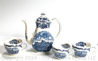 Blue Enoch Wedgwood Tunstall Royal Homes of Britain Transferware Tea Set
