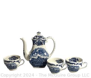 Blue Enoch Wedgwood Tunstall Royal Homes of Britain Transferware Tea Set
