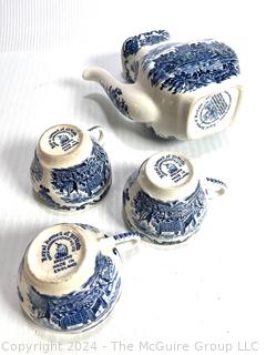 Blue Enoch Wedgwood Tunstall Royal Homes of Britain Transferware Tea Set
