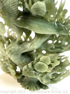 Chinese Export Carved Bowenite "Jade" Statue  of Two Birds 