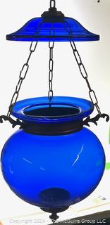 Cobalt Blue Glass Hundi Hanging Lantern