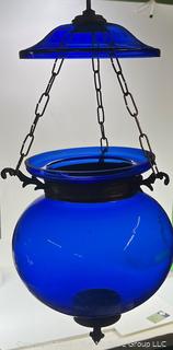 Cobalt Blue Glass Hundi Hanging Lantern