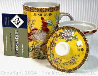 Nesting Asian Motif Tea Pot and Mug