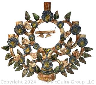 Mexican Pottery Tree of Life Candle Holder. 15 x 18"