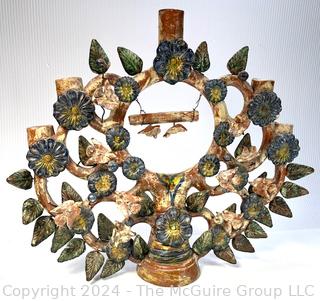 Mexican Pottery Tree of Life Candle Holder. 15 x 18"