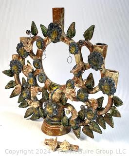 Mexican Pottery Tree of Life Candle Holder. 15 x 18"