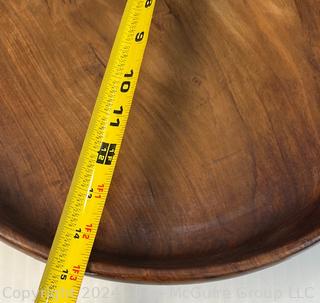 Two (2) Wooden Serving Items Including Tray with Inlaid Argentina Coins and Bowl