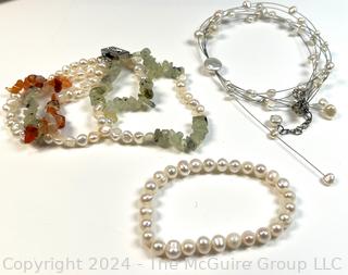 Three (3) Fresh Water Pearl Bracelets and Necklace