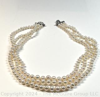 Triple Strand Pearl Necklace