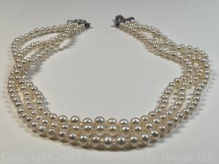 Triple Strand Pearl Necklace