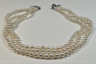 Triple Strand Pearl Necklace