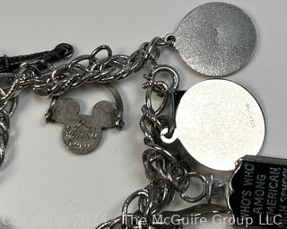 Sterling Silver Bracelet with Charms, Some Sterling.  Total Weight 49 Grams