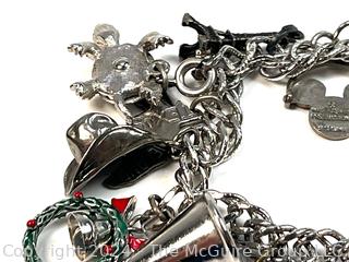 Sterling Silver Bracelet with Charms, Some Sterling.  Total Weight 49 Grams