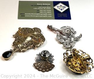 Four (4) Costume Jewelry Brooches