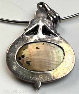 Sterling Silver and Mother of Pearl Pendant on Slide Necklace