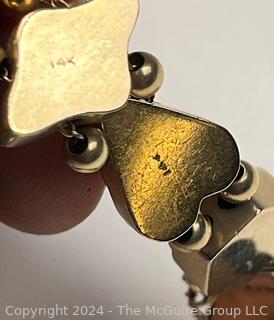 Antique 14k Yellow Gold Slider Charm Bracelet with Gemstones.  Third of three offered in this auction. 