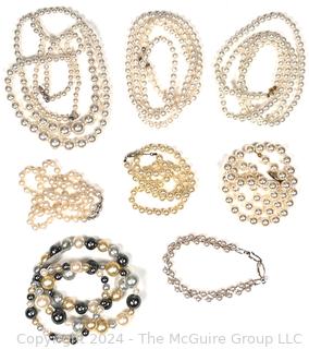 Eight (8) Faux Pearl Beaded Necklaces and Bracelet