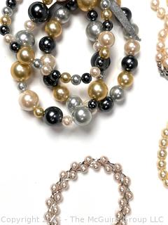 Eight (8) Faux Pearl Beaded Necklaces and Bracelet