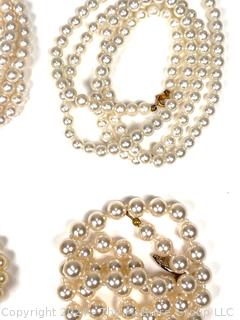 Eight (8) Faux Pearl Beaded Necklaces and Bracelet