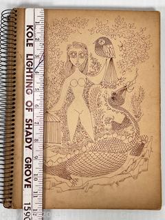 Spiral Bound Artist Sketch Book with Stylistic Pen & Ink Drawings, Not Signed but Similar in Genre to Another Lot Credited to Crosby