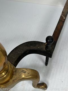 Pair of Brass Spindle Fireplace Andirons