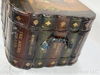 Book Shaped Decoupage Wooden Hinged Box Trinket/Treasures Box 12 x 20 x 9"T