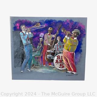 Unframed Original Oil on Canvas Titled Jazz Signed by Artist Douglas Edwards  16" x 20"