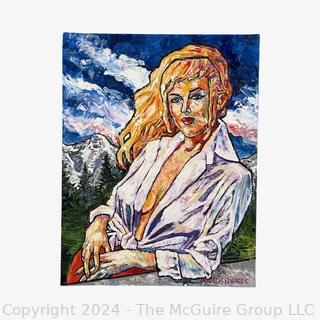 Unframed Oil on Canvas board Titled Heidi by Artist Douglas Edwards 1999. 14 x 18”