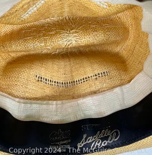 1950's Straw Boater Stetson Saddle Roll Hat Panama 