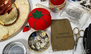 Two Tins Full of Buttons and Sewing Notions