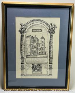 Artist Print Framed Under Glass. Numbered. Ladenburg Museum 1977. 22 x 28”