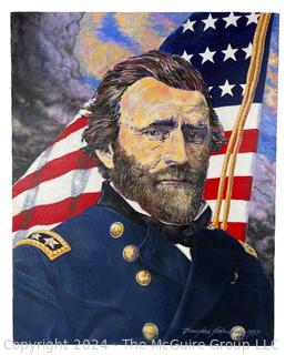 Unframed Acrylics on Canvas of General Grant by Artist Douglas Edwards 1993. 24 x 30”