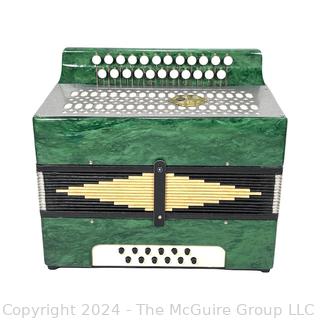 Green Russian "Button" Accordion 13 x 6.5 x 11.5" (was 400AC)