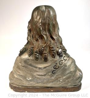 Heavy Stoneware Sacred Heart Jesus Bust Statue Signed by Artist J Lecoco.  13" tall x 12" wide.