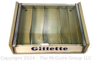 Gillette Razor Store Top Display Case with Tilt Glass Lid. 17" long, 13" wide, 3" deep.