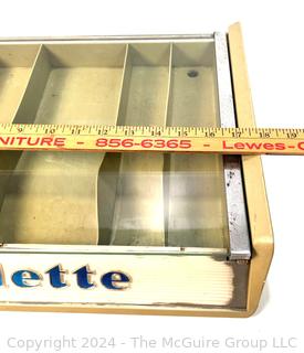 Gillette Razor Store Top Display Case with Tilt Glass Lid. 17" long, 13" wide, 3" deep.