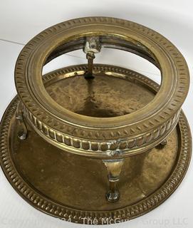 Middle Eastern Arab Brass Brazier with Pierced Dome and Crescent Moon & Star Handle on Tray. 20 x 23”